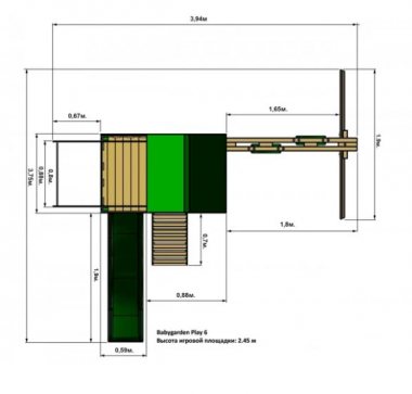 Детская игровая площадка Babygarden Play 6 - темно-зеленый (BG-PKG-BG22-DG) - 6